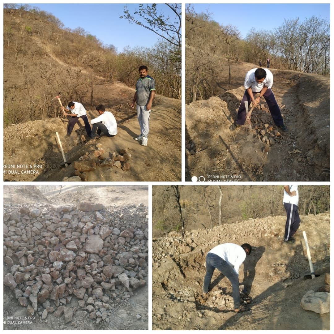 Hillside trench digging for tree plantation