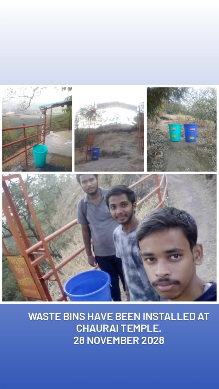 Waste bins installed at Chaurai Temple — November 2018